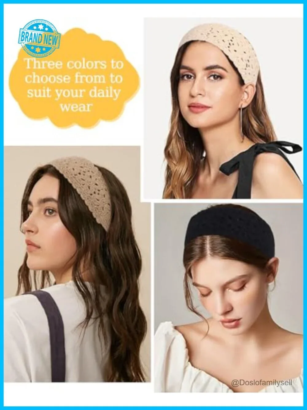 Boho Crochet Tie-Up Headband Handmade Knit Hair Bandana Adjustable